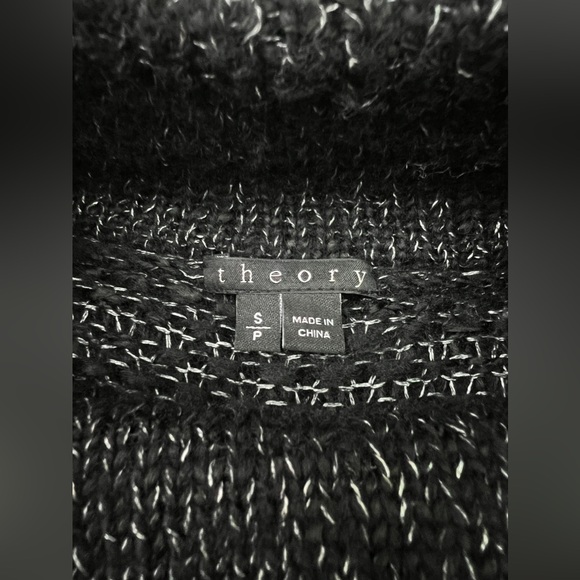 Theory Sutton Athos Black Silver Turtle/Mock Neck Knit Sweater - Size Small - Picture 4 of 5